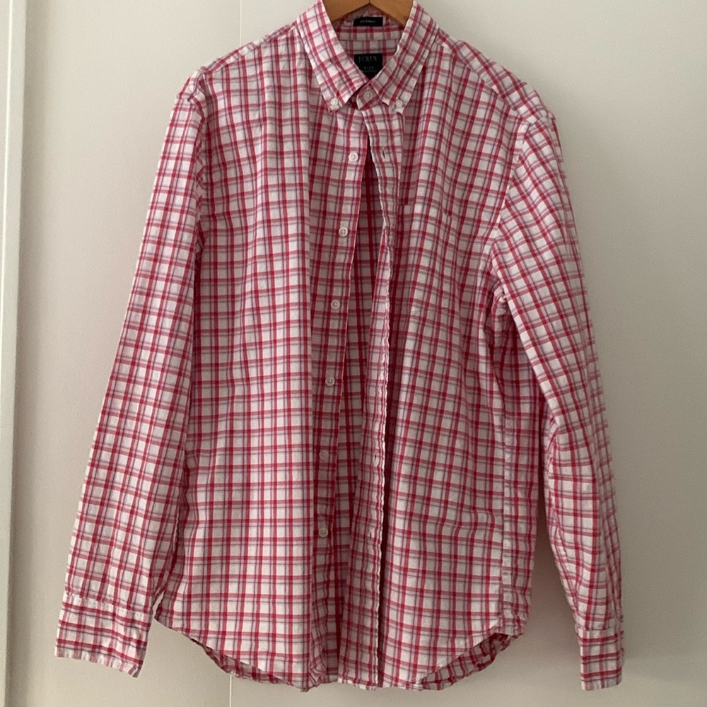 Jcrew checked button down shirt, size large and only worn once.